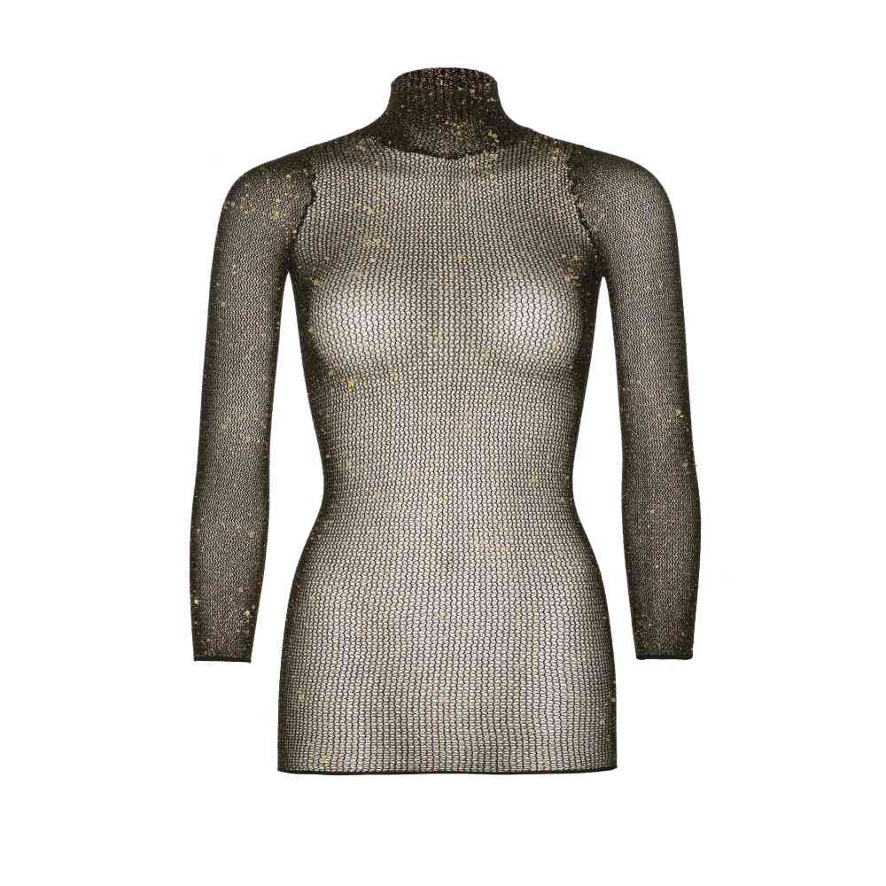 Leg Avenue - Lurex Robe Résille - Noir/Couleur or